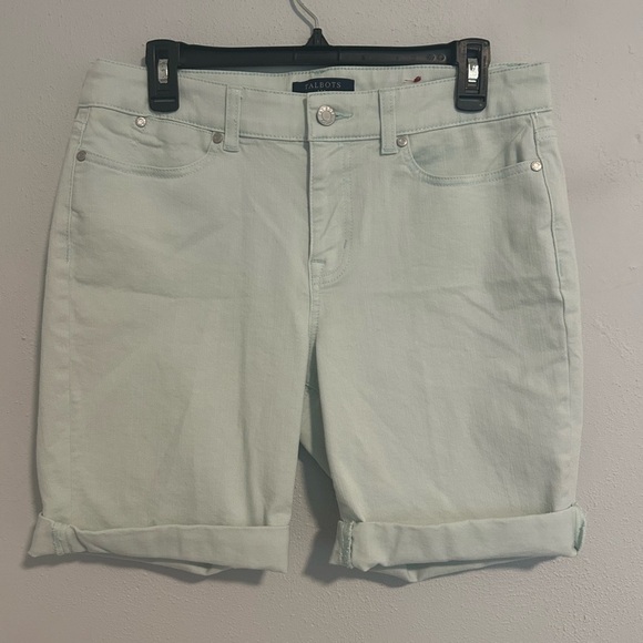Talbots Green Jean Shorts with Cuffed Hem - Picture 1 of 3